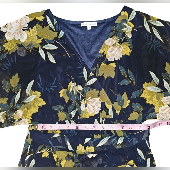 Baltic Born Kia Kimono Maxi Dress Black Floral Chiffon Slit Formal Gown Sz S - Picture 11 of 16